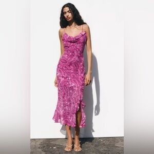 Zara Pink Maxi Dress with Paisley Pattern